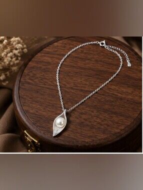 925 Sterling Silver Leaf Necklace, Pendant Gift for Her